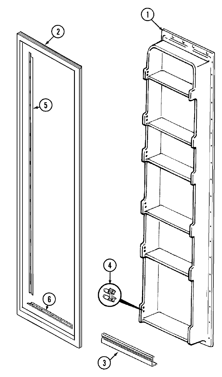 FREEZER INNER DOOR Diagram and Parts List for GS20B6N3EA  Maytag Refrigerator