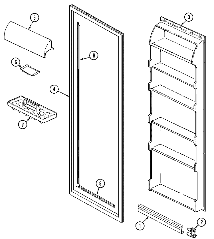 FRESH FOOD INNER DOOR Diagram and Parts List for GS20B6N3EA  Maytag Refrigerator