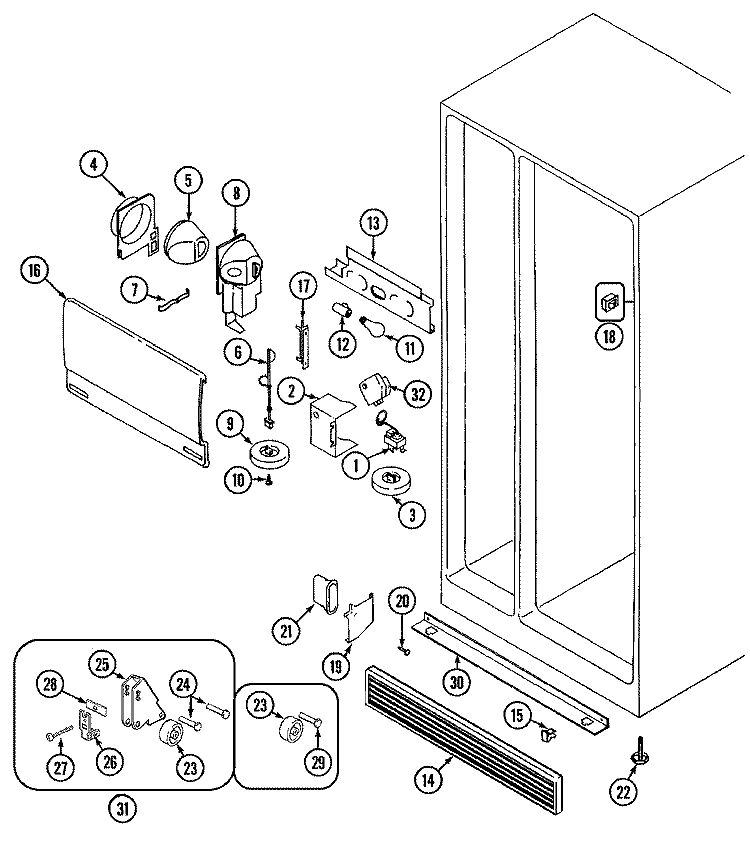 FRESH FOOD COMPARTMENT Diagram and Parts List for CS22Y7DW  Crosley Refrigerator