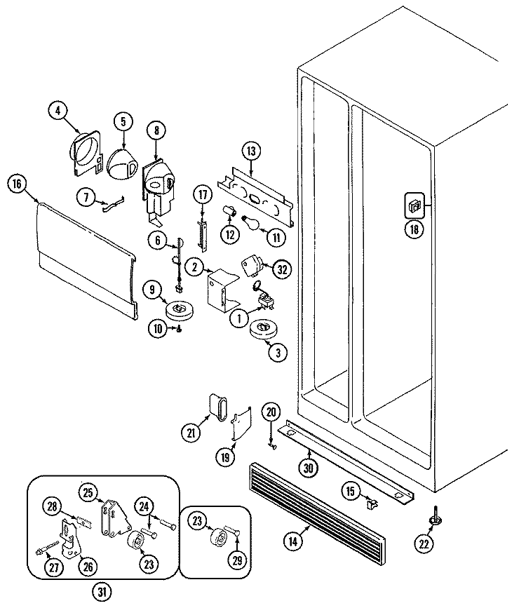 FRESH FOOD COMPARTMENT Diagram and Parts List for BRD924B  Admiral Refrigerator