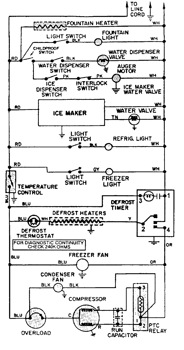 WIRING INFORMATION Diagram and Parts List for BRD924B  Admiral Refrigerator