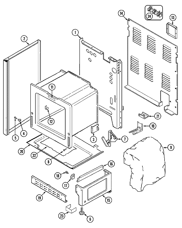 BODY Diagram and Parts List for 6651XUS  Magic Chef Range