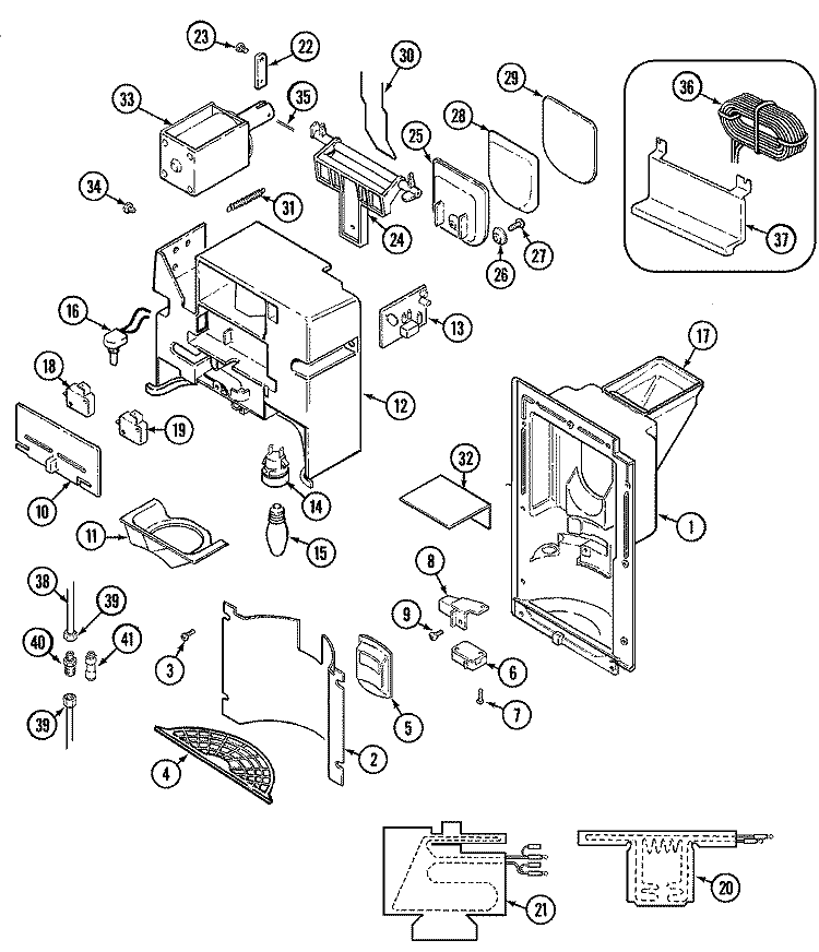ICE & WATER DISPENSER Diagram and Parts List for GS24B8C3EV  International Refrigerator