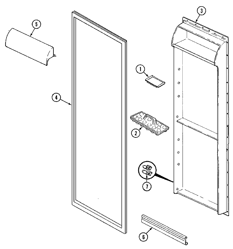 FRESH FOOD INNER DOOR Diagram and Parts List for GS20A73A  Maytag Refrigerator