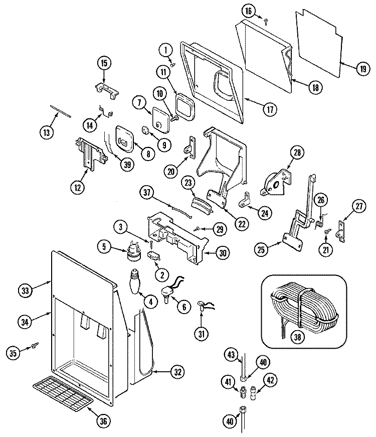 ICE & WATER DISPENSER Diagram and Parts List for RC244ADV  Magic Chef Refrigerator