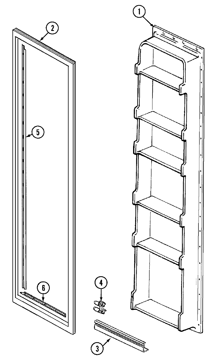 FREEZER INNER DOOR Diagram and Parts List for GS20B6N3KA  Maytag Refrigerator