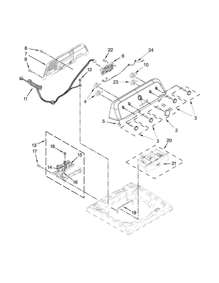 Console And Dispenser Parts Diagram and Parts List for MVWX600BW0  Maytag Washer