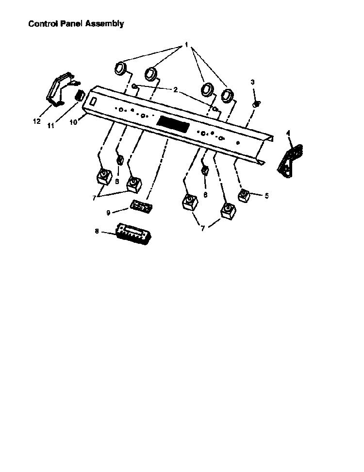 Control Panel Assembly Diagram and Parts List for CC13W P1155203S Amana Range