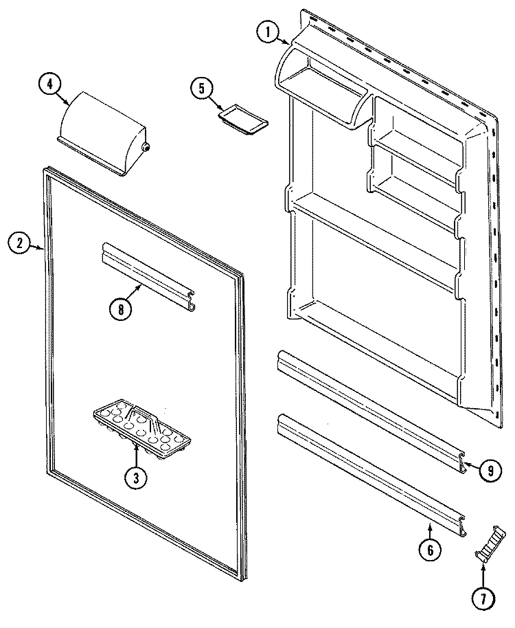 FRESH FOOD INNER DOOR Diagram and Parts List for KSU4700BS  Admiral Refrigerator