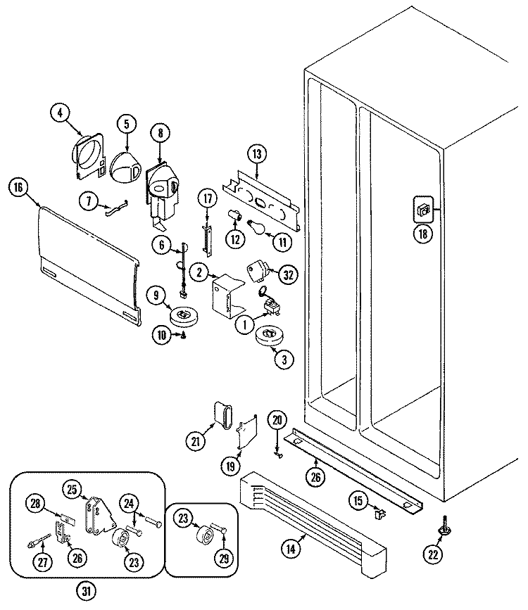 FRESH FOOD COMPARTMENT Diagram and Parts List for GS20A73A  Maytag Refrigerator