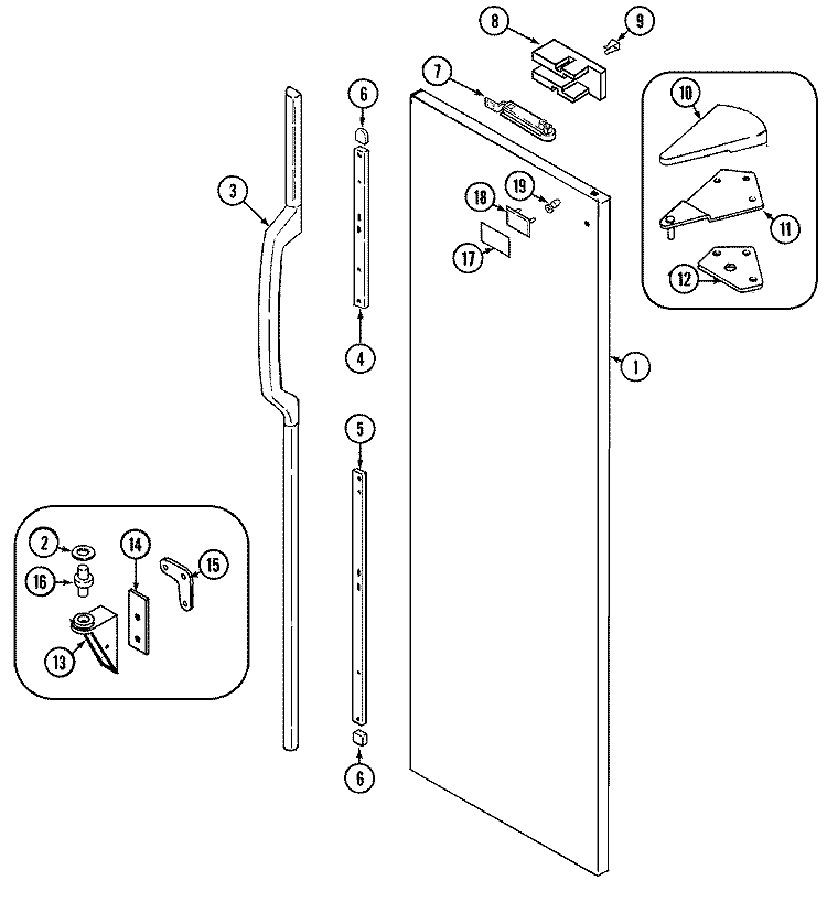 FRESH FOOD OUTER DOOR Diagram and Parts List for KGU6700BS  Admiral Refrigerator