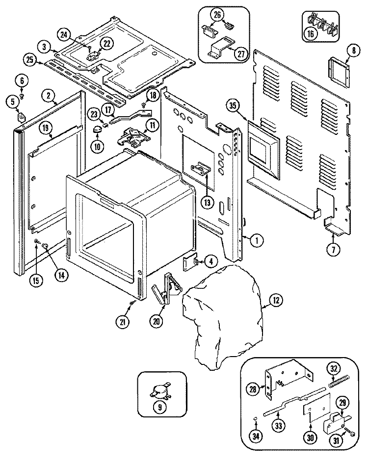 BODY Diagram and Parts List for CRE9830BCE  Maytag Range