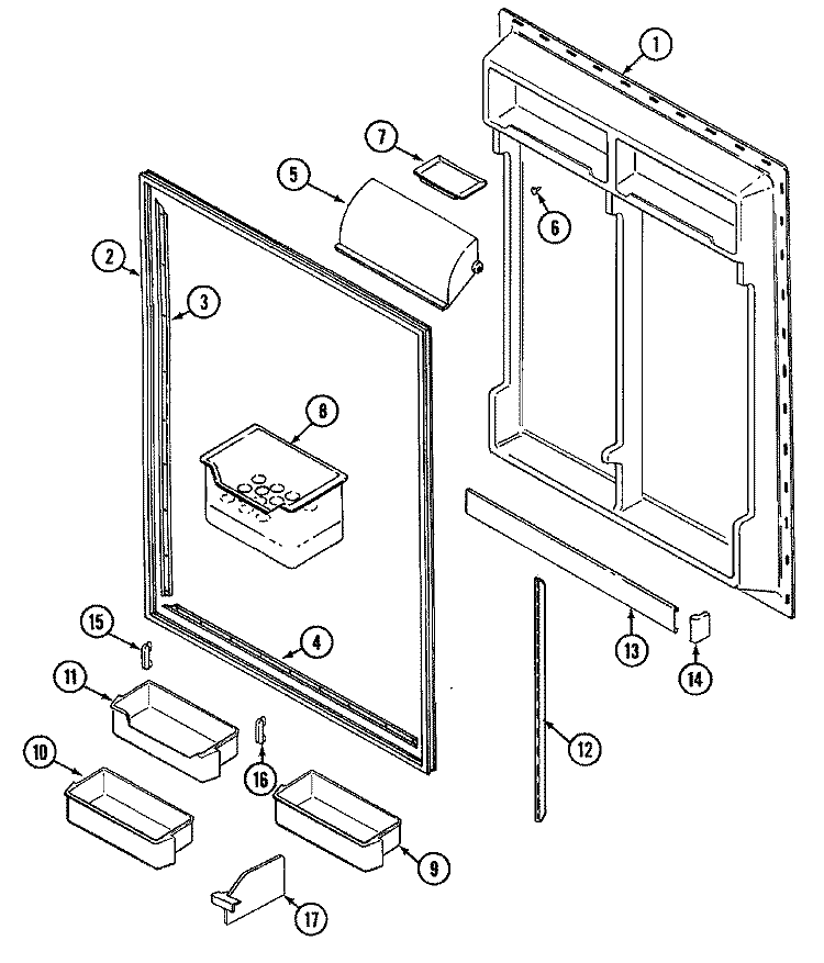 FRESH FOOD INNER DOOR Diagram and Parts List for RTV2100DAE  Maytag Refrigerator