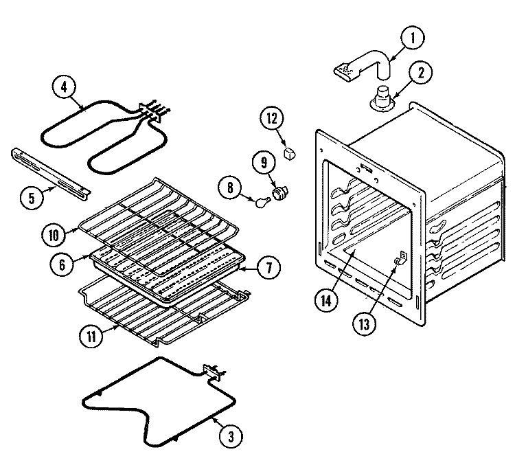 OVEN Diagram and Parts List for 9512WUV  Magic Chef Wall Oven