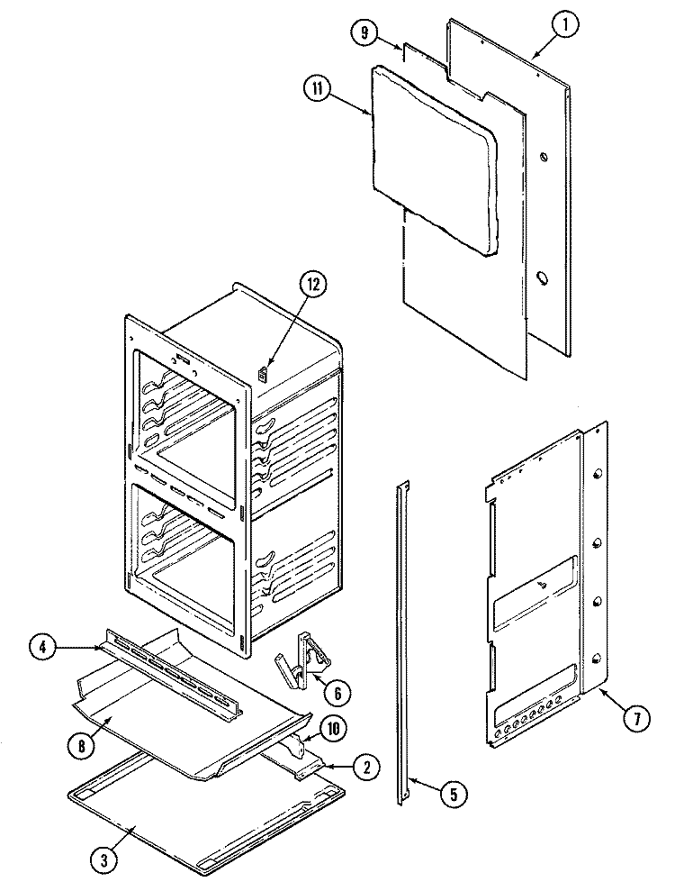 BODY Diagram and Parts List for 9522XUB  Magic Chef Wall Oven
