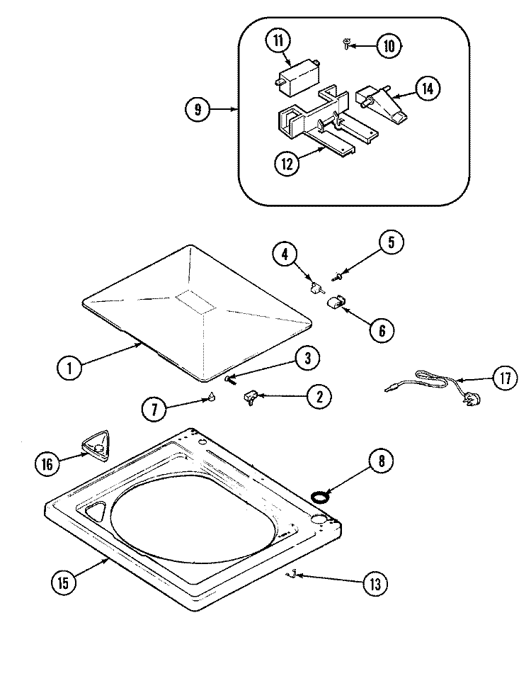 TOP Diagram and Parts List for AAV1200AKW  Admiral Washer