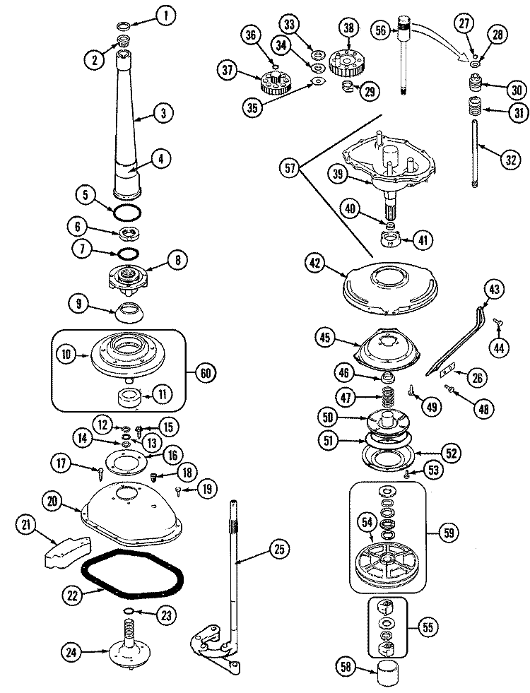 TRANSMISSION (SERIES 10 - 12) Diagram and Parts List for LWP222V  Norge Washer