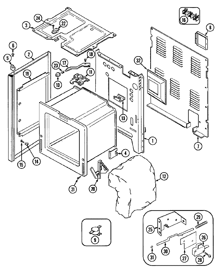 BODY Diagram and Parts List for CRE9530BCE  Maytag Range
