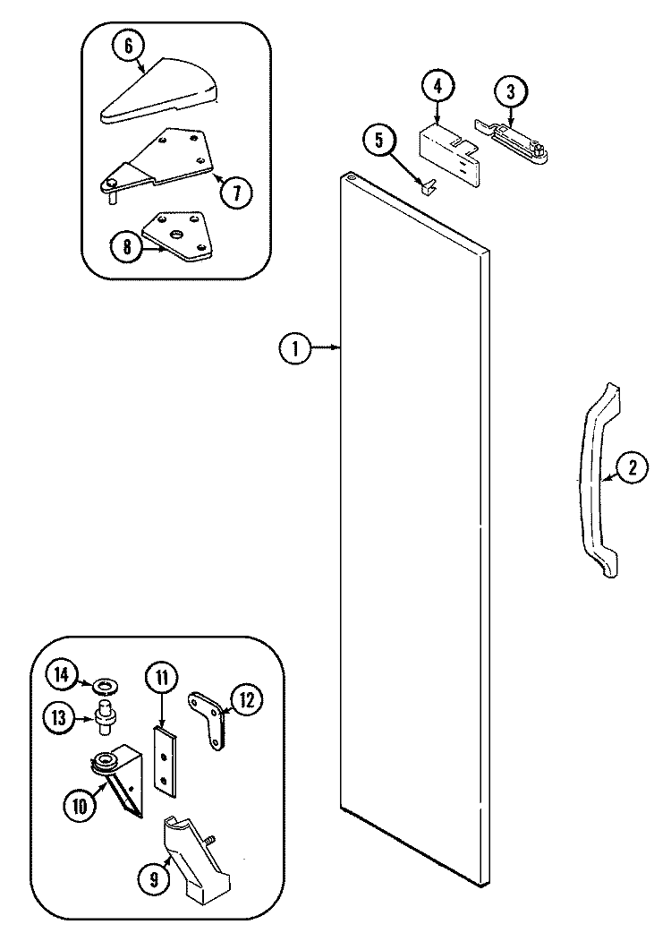 FREEZER OUTER DOOR Diagram and Parts List for RC223AM  Amana Refrigerator
