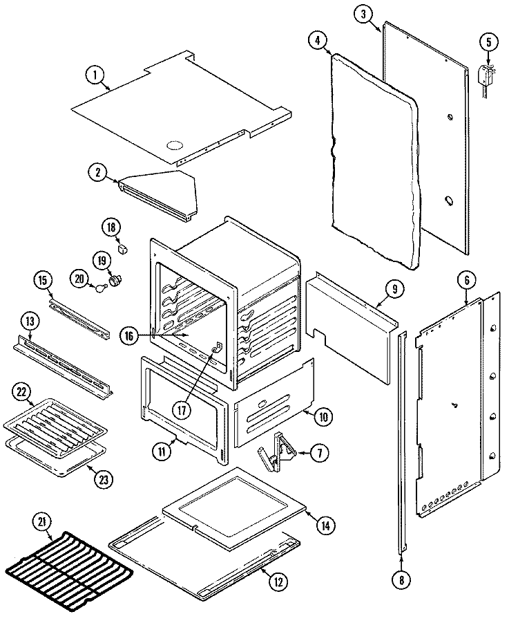 OVEN / BODY Diagram and Parts List for 9112WUT  Magic Chef Range