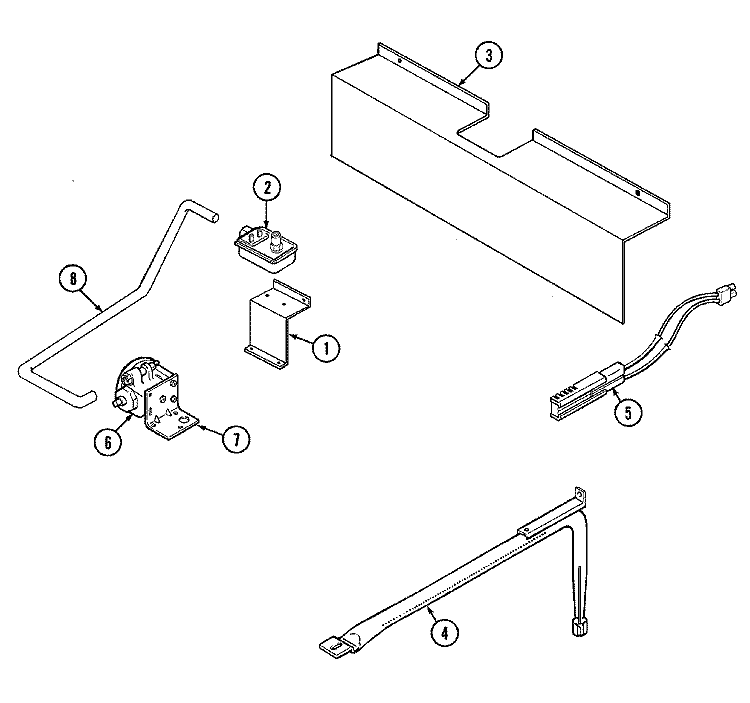 GAS CONTROLS Diagram and Parts List for 9112WUT  Magic Chef Range