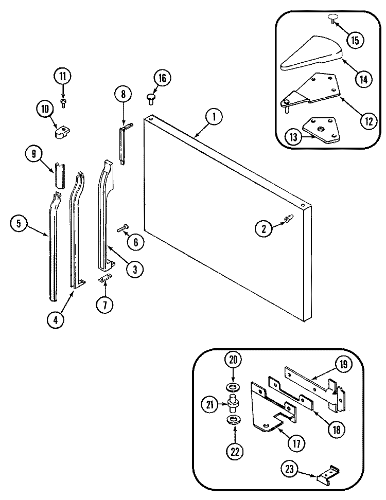FREEZER OUTER DOOR Diagram and Parts List for GT19B7N3EV  Maytag Refrigerator