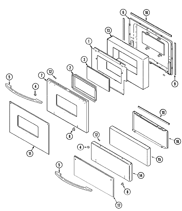 DOOR (UPPER & LOWER) Diagram and Parts List for WG24000B  Jenn-Air Wall Oven