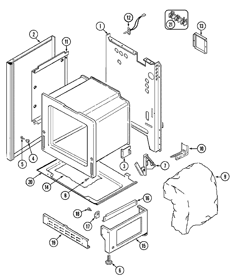 BODY Diagram and Parts List for 7858XRW  Magic Chef Range