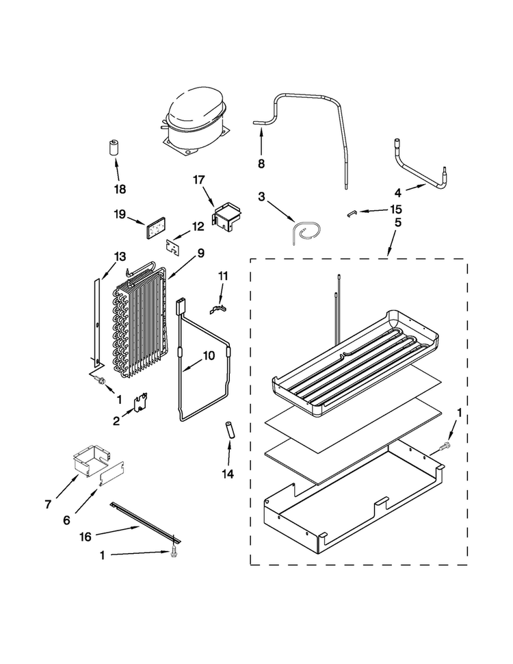 Lower Unit And Tube Parts Diagram and Parts List for JS42NXFXDW04  Jenn-Air Refrigerator