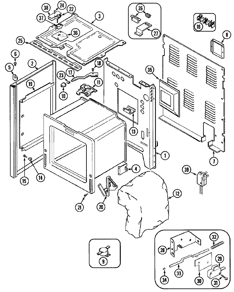 BODY Diagram and Parts List for CRE9830CDE  Maytag Range