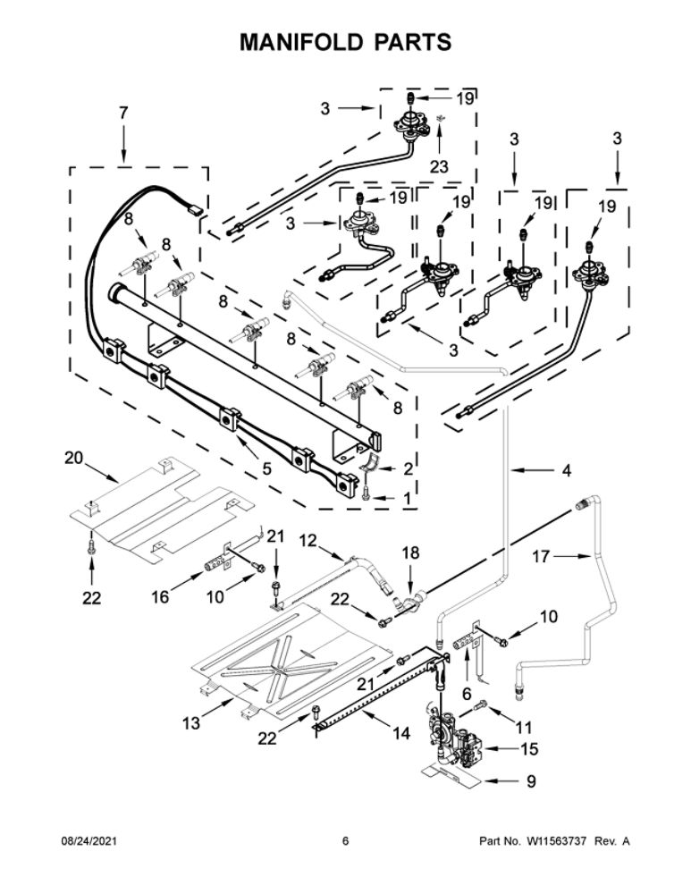 Manifold Parts Diagram and Parts List for MGR7700LZ0  Maytag Range