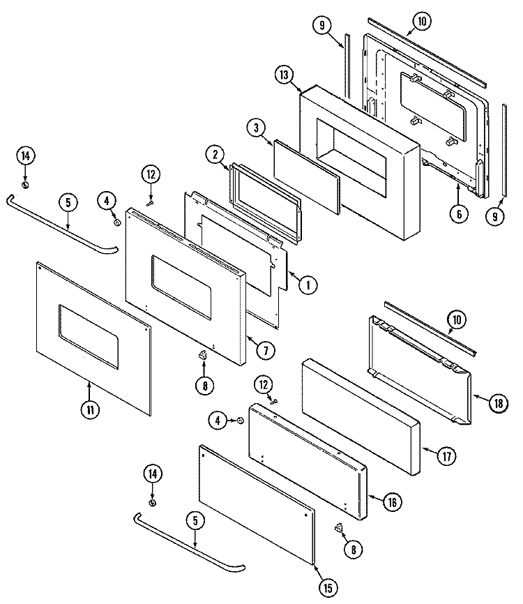 DOOR (STL) Diagram and Parts List for CWG3100AAS  Maytag Wall Oven