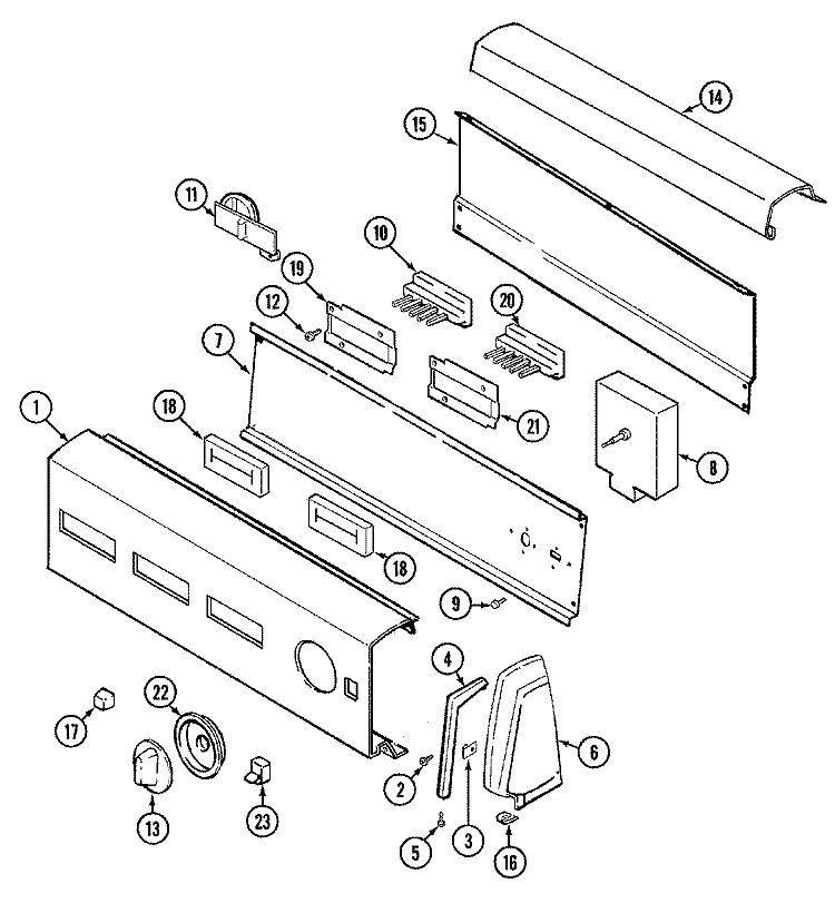 CONTROL PANEL Diagram and Parts List for JW2000W  Jenn-Air Washer