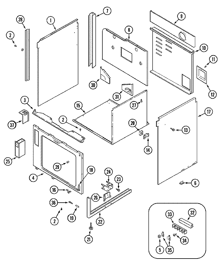 BODY Diagram and Parts List for SVD8310SR  Jenn-Air Range