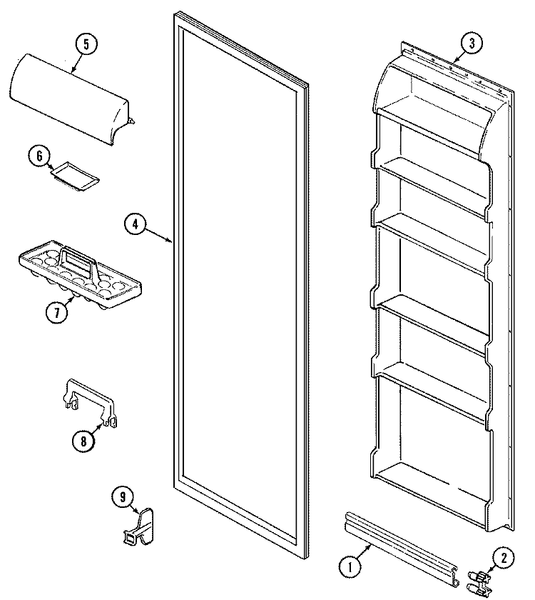 FRESH FOOD INNER DOOR Diagram and Parts List for GS20Y9DA  Admiral Refrigerator