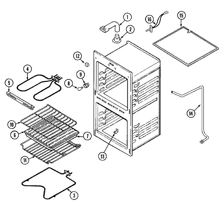 OVEN Diagram and Parts List for CWE5200ACB  Maytag Wall Oven