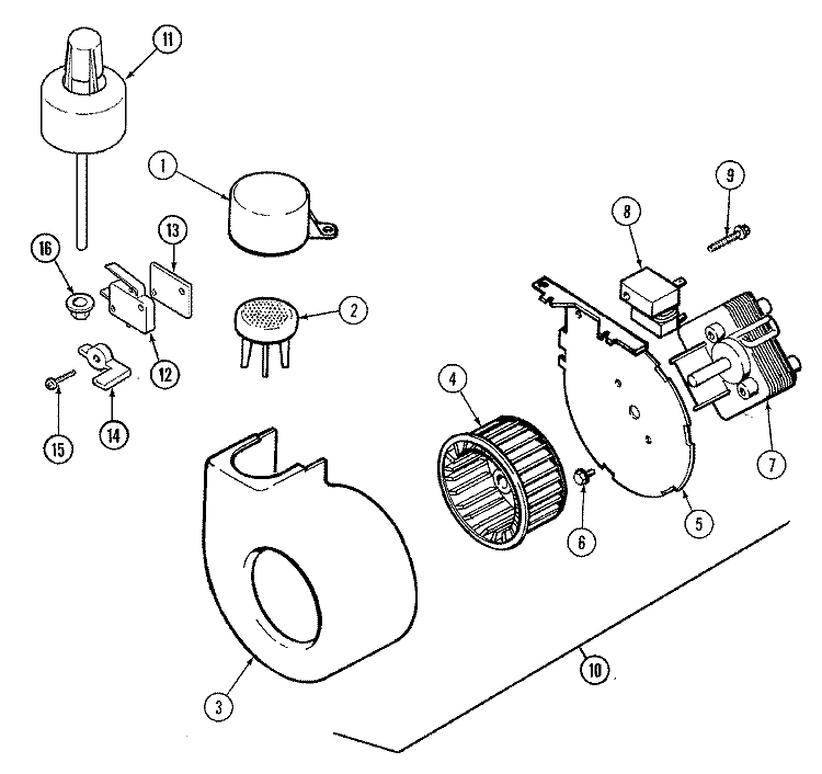 BLOWER, FLOAT & WATER LEVEL SWITCH Diagram and Parts List for DWU6402AAB  Maytag Dishwasher