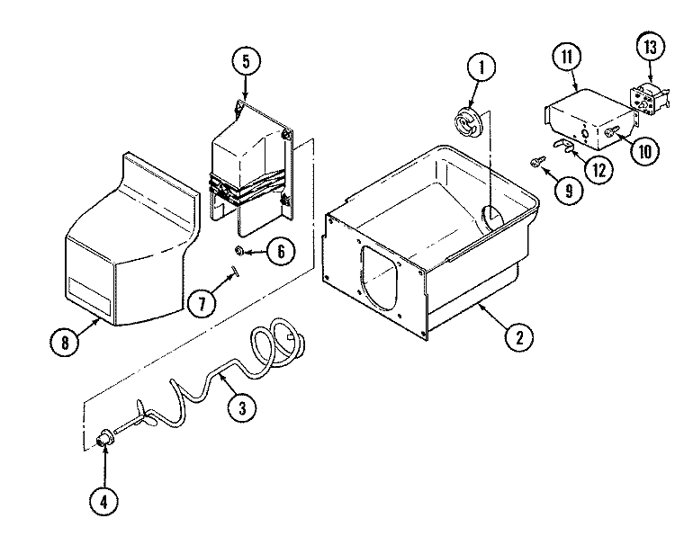 ICE BIN Diagram and Parts List for RST2200EAM  Maytag Refrigerator