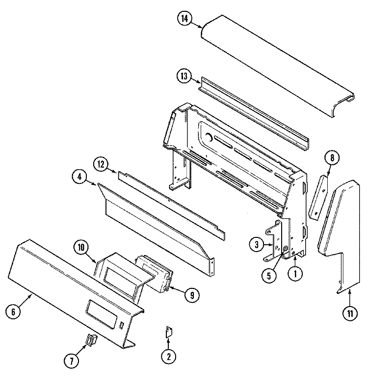 CONTROL PANEL Diagram and Parts List for FCG20600A  Jenn-Air Range