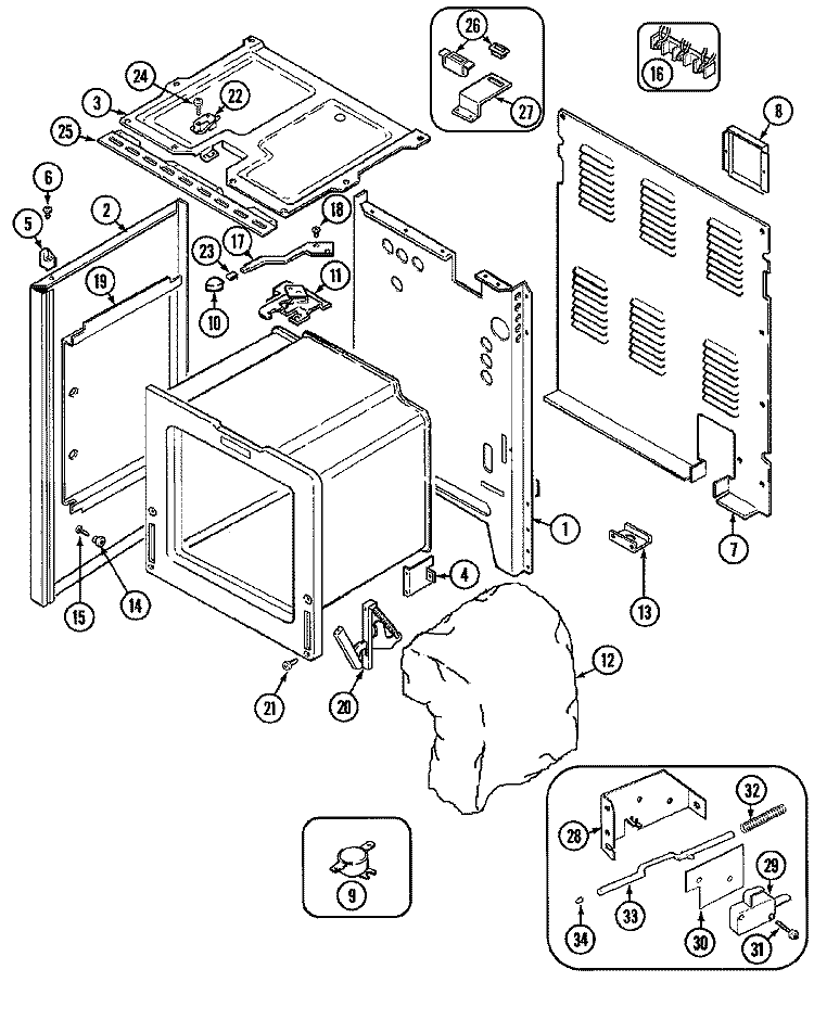 BODY Diagram and Parts List for FCE30610W  Jenn-Air Range