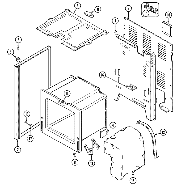 BODY Diagram and Parts List for 3563XYW  Magic Chef Range