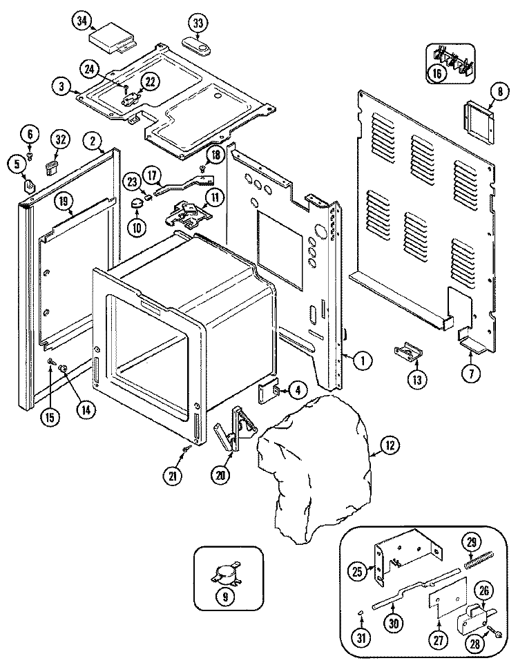 BODY Diagram and Parts List for CRE9400CCM  Maytag Range
