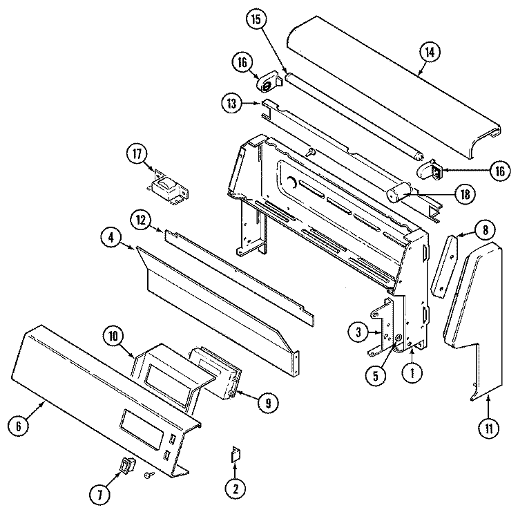 CONTROL PANEL Diagram and Parts List for FCG20510A  Jenn-Air Range