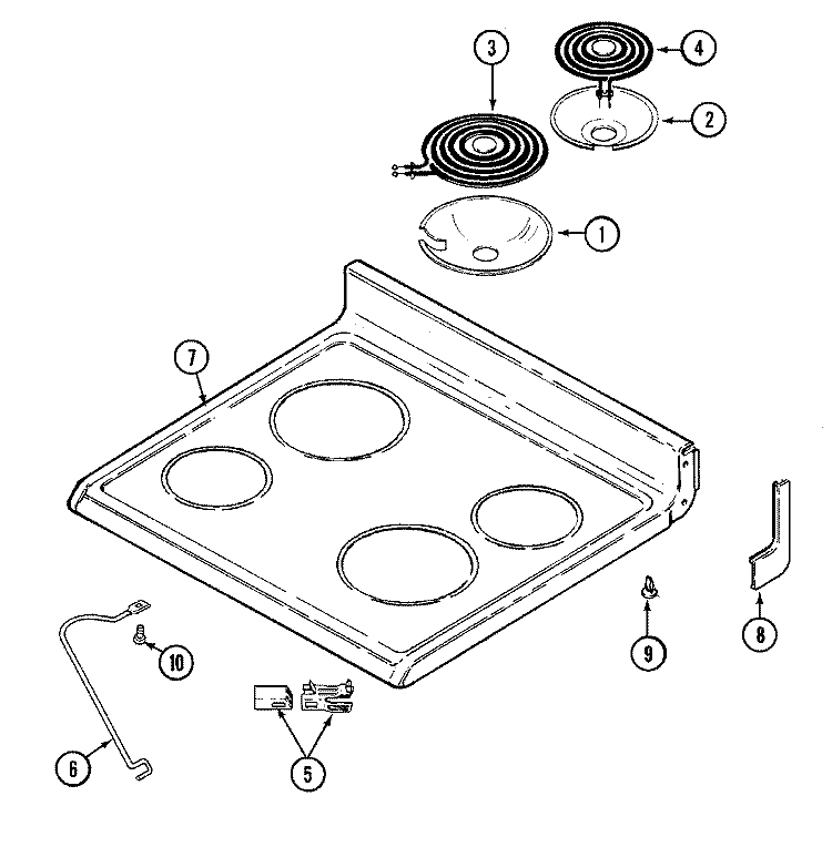 TOP ASSEMBLY Diagram and Parts List for FCE10610A  Jenn-Air Range