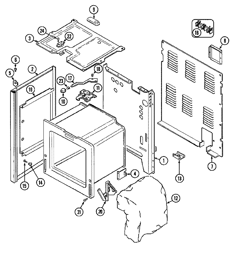 BODY Diagram and Parts List for FCE10500A  Jenn-Air Range