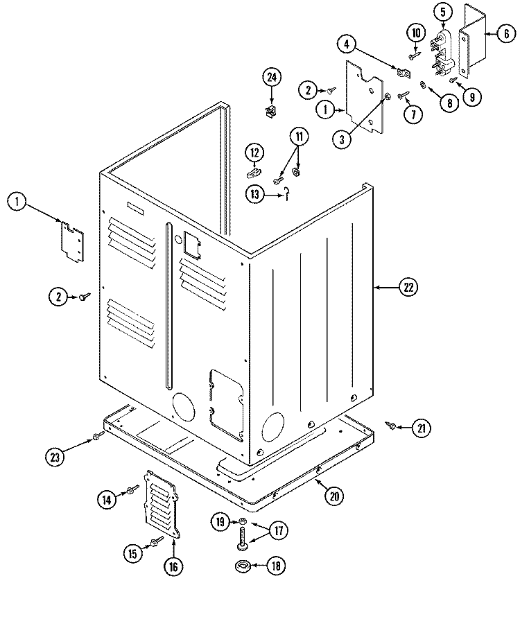 CABINET (REAR) Diagram and Parts List for LDE7304AEE  Maytag Dryer