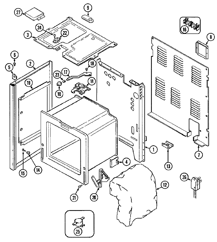 BODY Diagram and Parts List for FCE10501WC  Jenn-Air Range