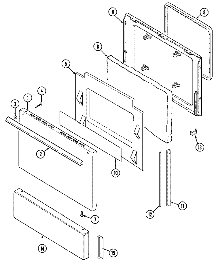 DOOR Diagram and Parts List for 3868KYW-D  Magic Chef Range