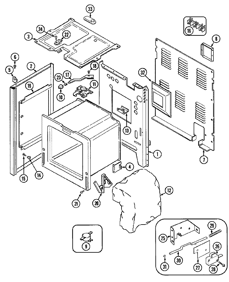 BODY Diagram and Parts List for FCE10610A  Jenn-Air Range