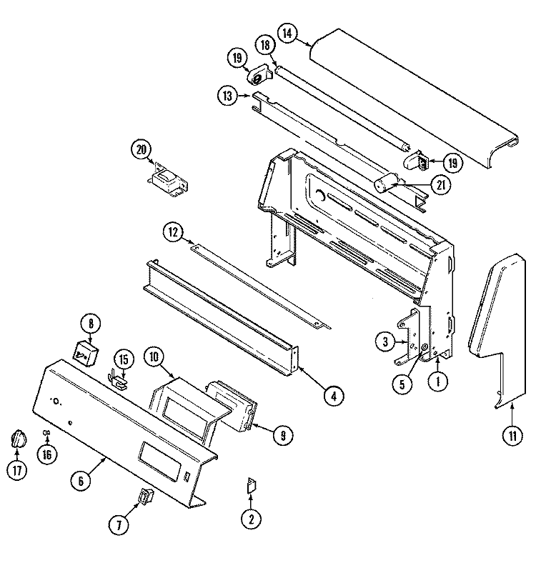 CONTROL PANEL Diagram and Parts List for FCE30510W  Jenn-Air Range